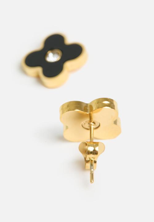 Zoe on Trend - Vca black stud earring - gold