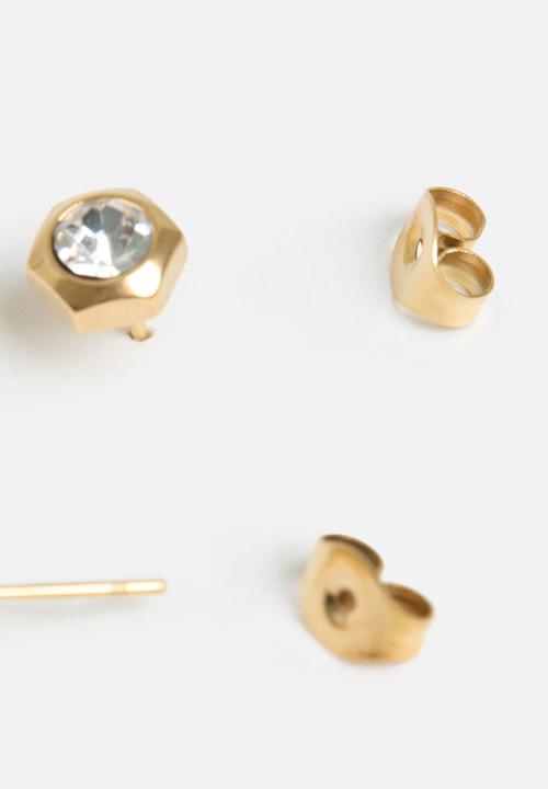 Zoe on Trend - Hexagonal cz stud earring - gold