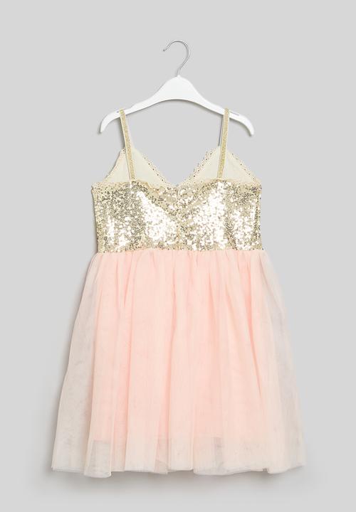 Pop Candy - Sequin & mesh dress - pink & gold