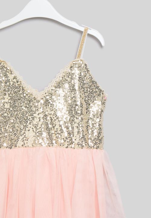 Pop Candy - Sequin & mesh dress - pink & gold