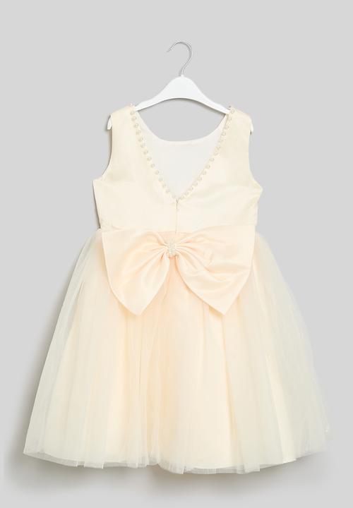 Pop Candy - Bow décor mesh dress - cream