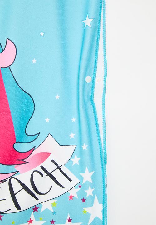 Pop Candy - Hooded beach towel-blue & pink