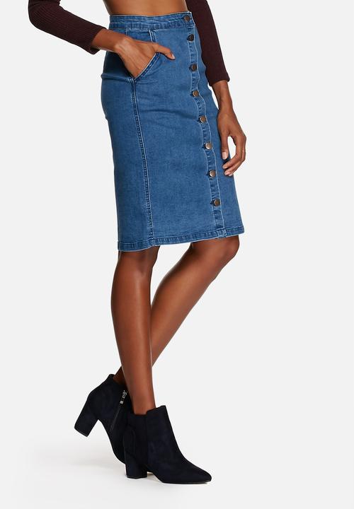 Glamorous - Denim Button Midi Skirt