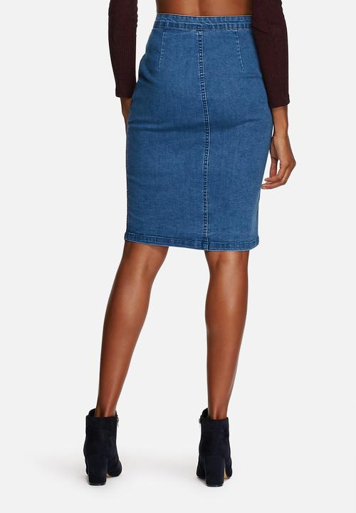 Glamorous - Denim Button Midi Skirt