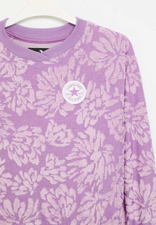 Converse - Cnvg floral jacquard crew neck - grape fizz