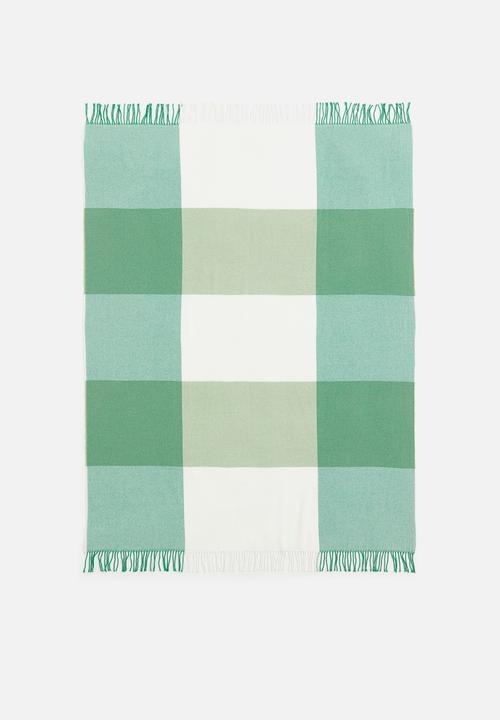 H&M - Wool-blend blanket - green & checked