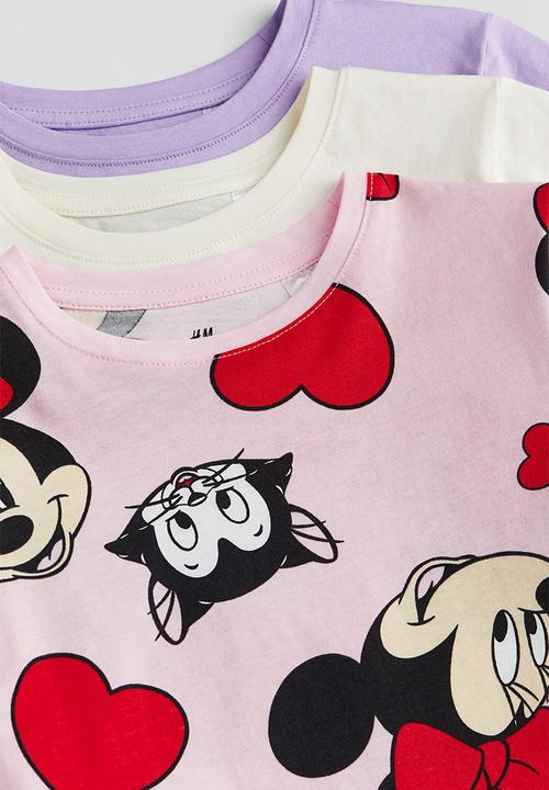 H&M - 3 pack printed jersey tops - light purple minnie mouse