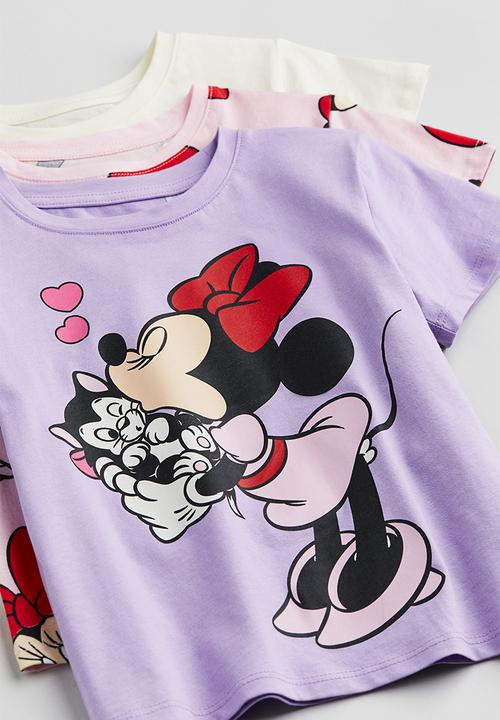 H&M - 3 pack printed jersey tops - light purple minnie mouse