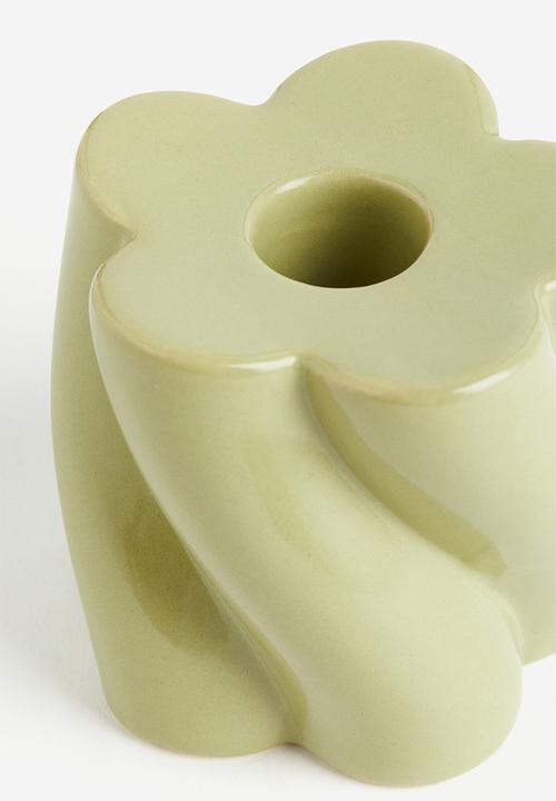 H&M - Stoneware candlestick - pistachio green