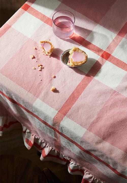 H&M - Frill-trimmed cotton tablecloth - pink & checked