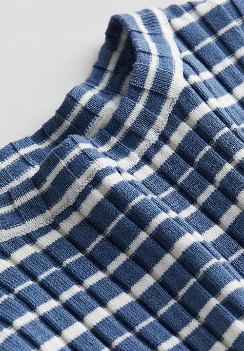 H&M - Rib-knit top - blue & white striped