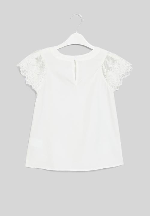 Pop Candy - Anglaise sleeve tee - white