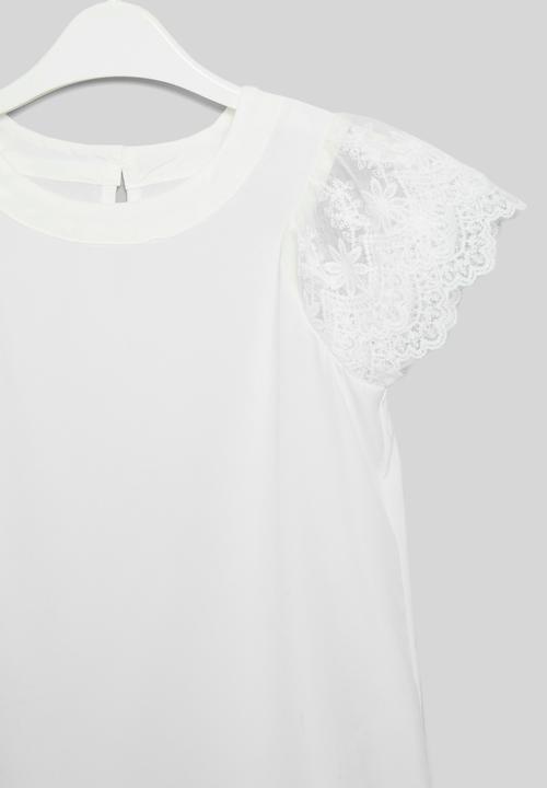 Pop Candy - Anglaise sleeve tee - white