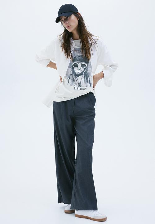 H&M - Oversized printed t-shirt - cream kurt cobain