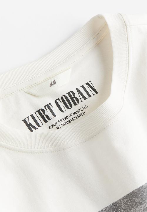 H&M - Oversized printed t-shirt - cream kurt cobain