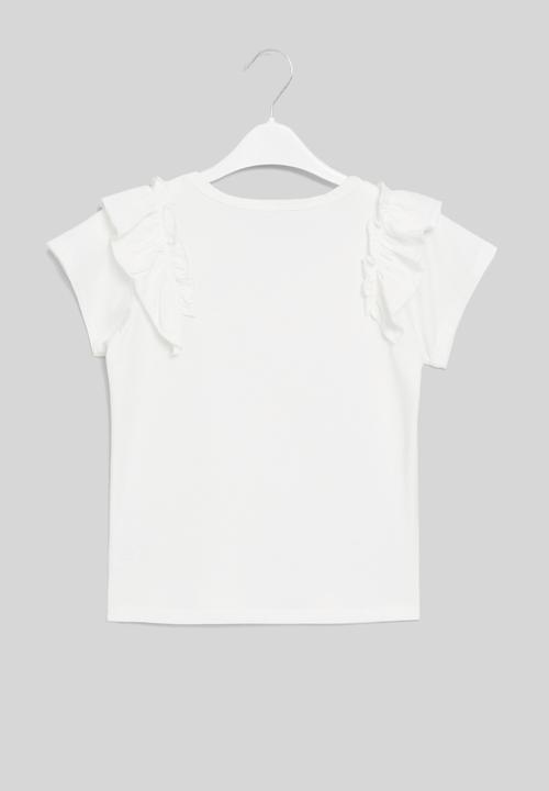Pop Candy - Ruffle sleeve tee - white