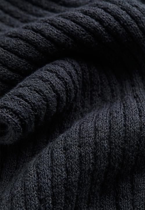 H&M - Flared rib-knit trousers - dark grey 