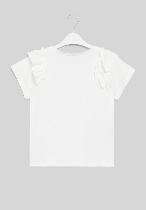 Pop Candy - Frilled sleeve tee - white