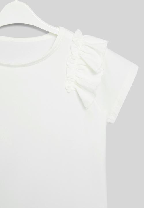 Pop Candy - Frilled sleeve tee - white