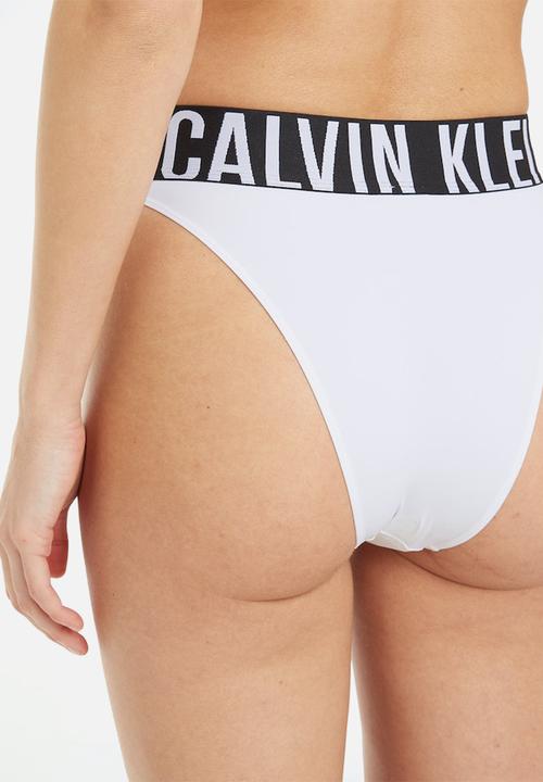 Calvin Klein - High leg tanga logo - white