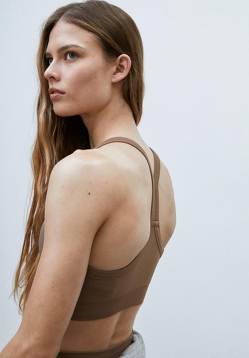 H&M - Drymove™ seamless medium support sports bra - brown