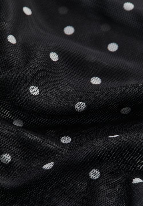 H&M - Boat-neck jersey top - black spotted