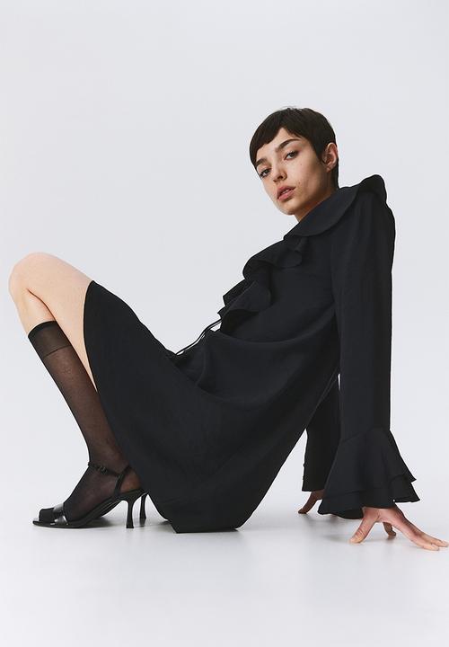 H&M - Flounce-trimmed dress - black