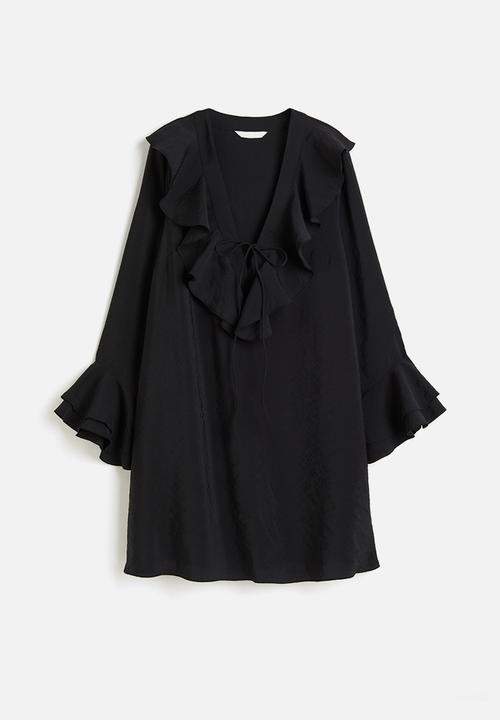 H&M - Flounce-trimmed dress - black