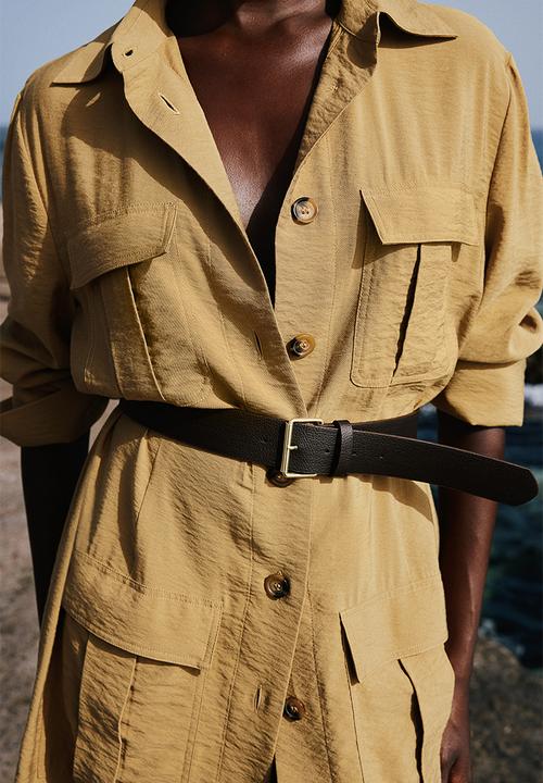 H&M - Belted utility dress - beige-yellow