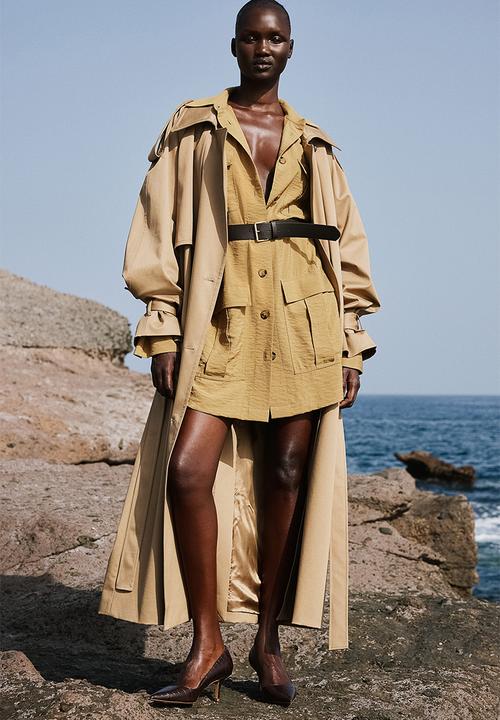 H&M - Belted utility dress - beige-yellow