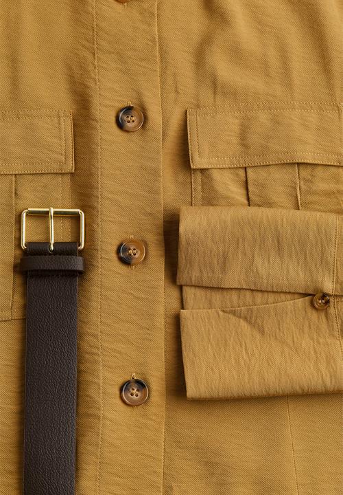 H&M - Belted utility dress - beige-yellow