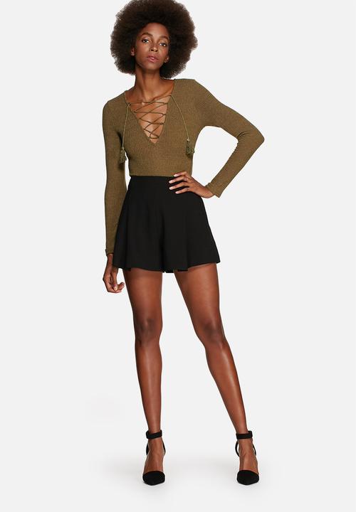 Glamorous - Tie-up Rib Bodysuit