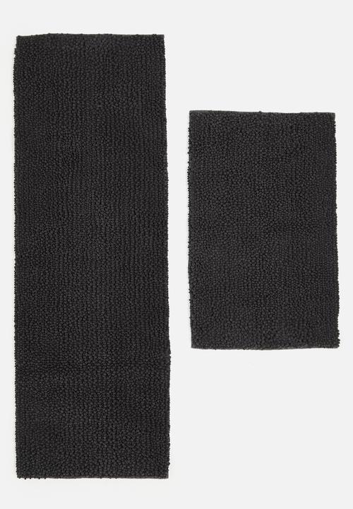 Linen House - Reed Charcoal Bath Runner - charcoal