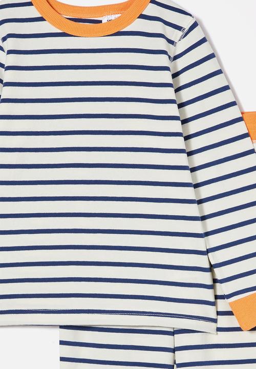 Cotton On - Ace long sleeve pyjama set - marian stripe dark vanilla/ in the navy