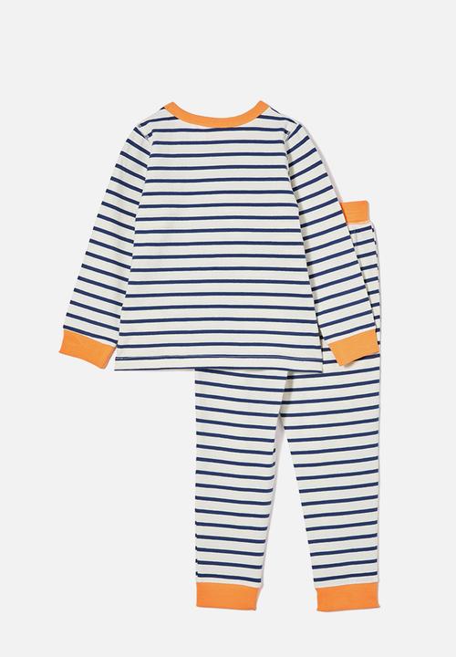 Cotton On - Ace long sleeve pyjama set - marian stripe dark vanilla/ in the navy