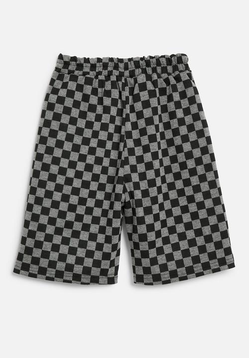Pop Candy - Checker board shorts - black & grey 