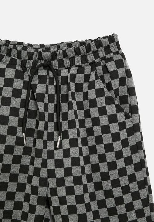 Pop Candy - Checker board shorts - black & grey 