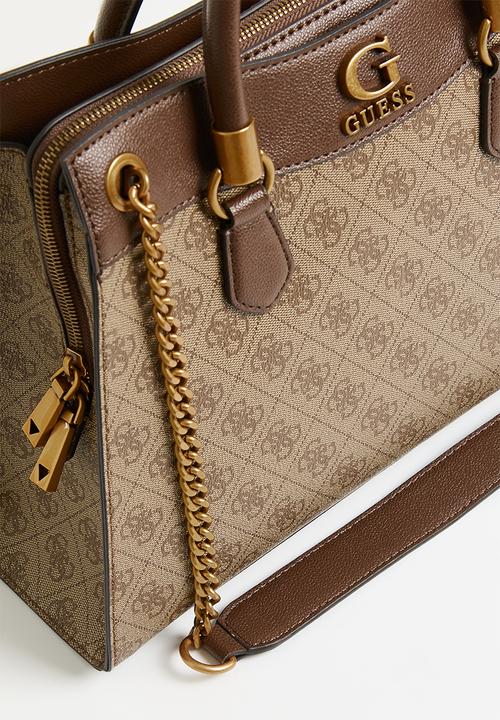 GUESS - Nell logo girlfriend satchel bag - brown 