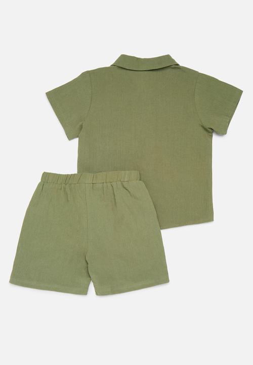 Pop Candy - Shirt & short set - olive green