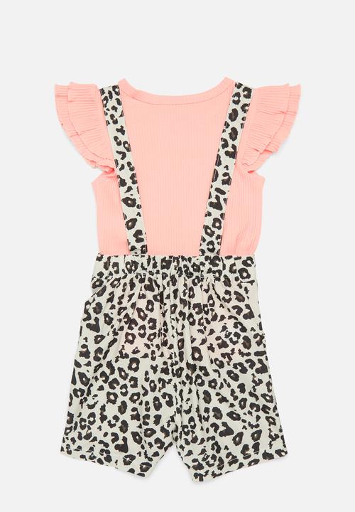 Pop Candy - Printed pinafore dress and top set - multi