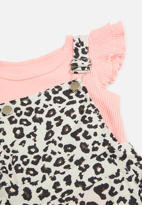 Pop Candy - Printed pinafore dress and top set - multi