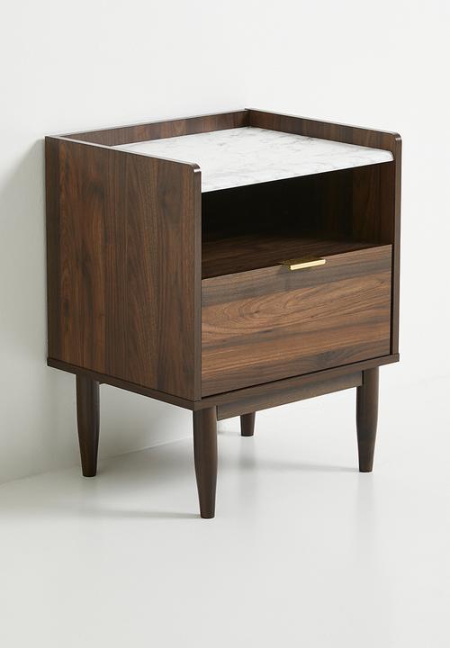 Sixth Floor - Draco marble look bedside table- Walnut