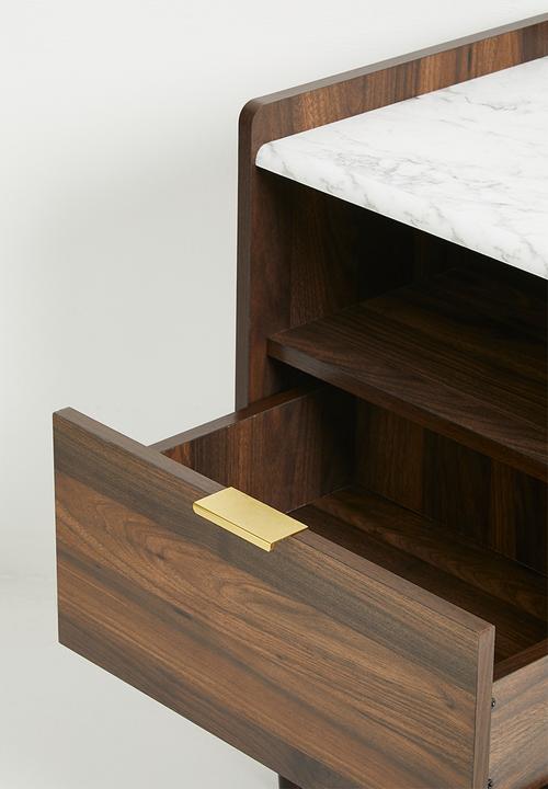 Sixth Floor - Draco marble look bedside table- Walnut