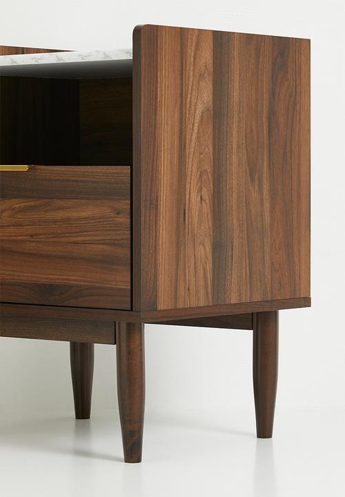 Sixth Floor - Draco marble look bedside table- Walnut