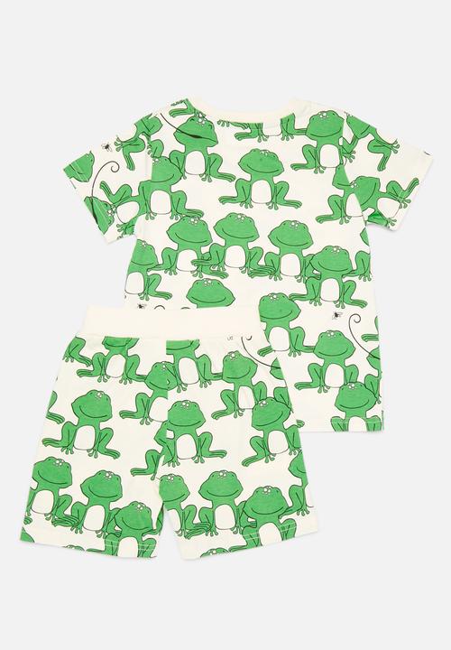 Pop Candy - Printed tee & short set - green & white