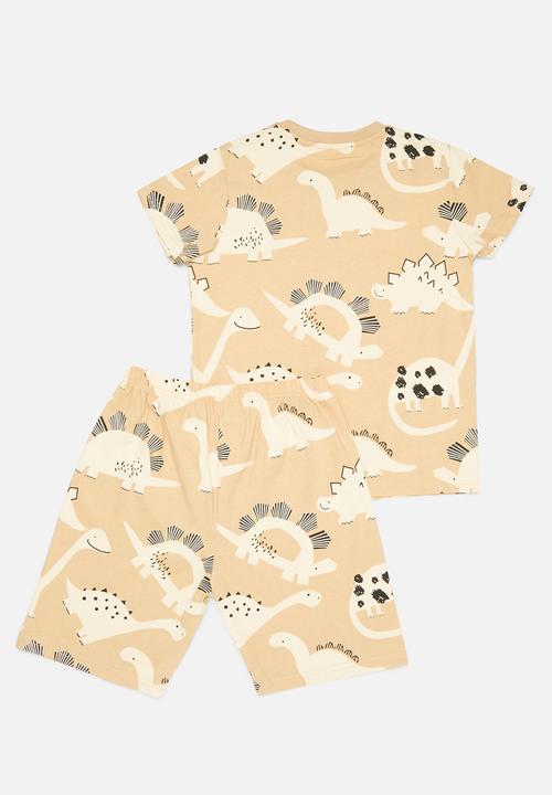 Pop Candy - Dino print top and bottom set - light brown
