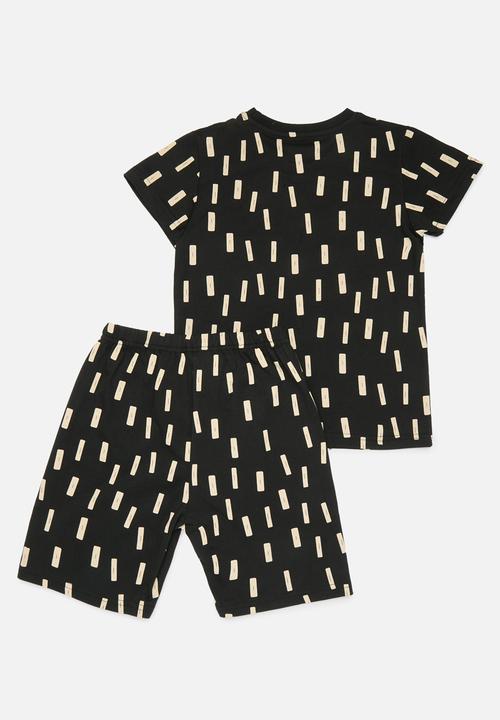 Pop Candy - Printed top and bottom set - black & ecru