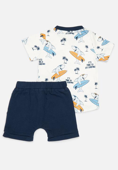 Pop Candy - Tee & bottom set - blue & white