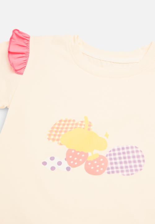 Pop Candy - Printed top and bottom set - pink & ecru