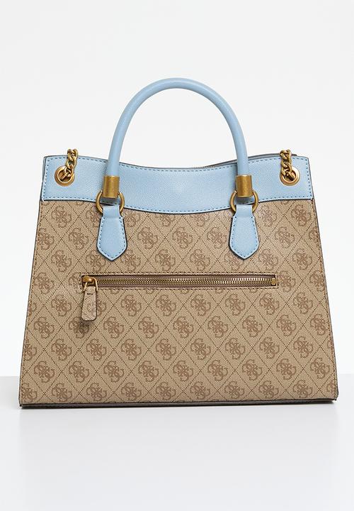 GUESS - Nell logo girlfriend satchel bag -latte logo/blue